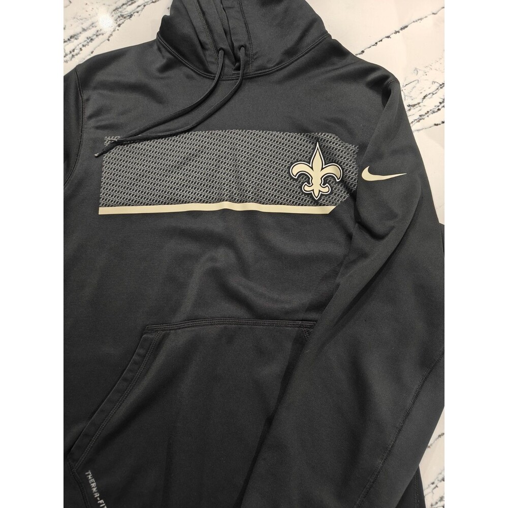 New Orleans Saints Hoodie Mens S Black Nike Therma-Fit Pullover Sweatshirt NFL